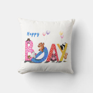 Happy Birthday - Baby Bears Party Celebration Fun  Cushion