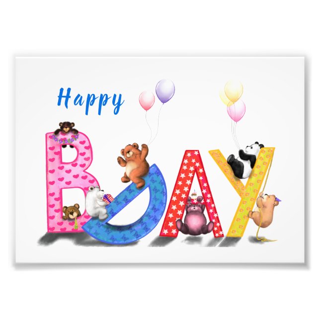 Happy Birthday - Baby Bears Party Celebration Fun  Photo Print (Front)