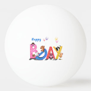 Happy Birthday - Baby Bears Party Celebration Fun Ping Pong Ball