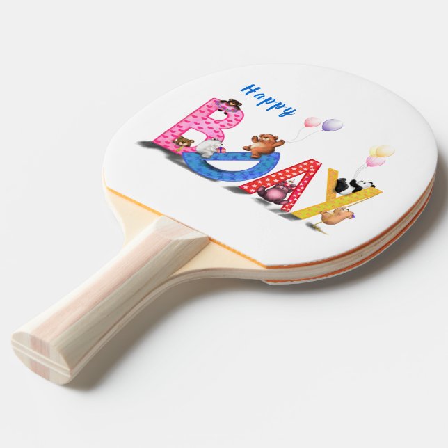Happy Birthday - Baby Bears Party Celebration Fun  Ping Pong Paddle (Front Angle)