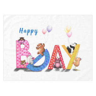 Happy Birthday - Baby Bears Party Celebration Fun  Tablecloth