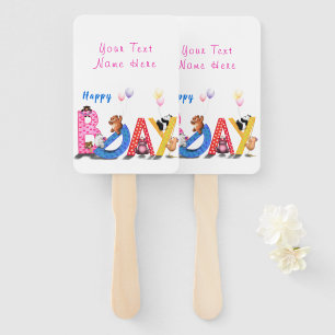 Happy Birthday - Baby Bears Party Celebration  Hand Fan