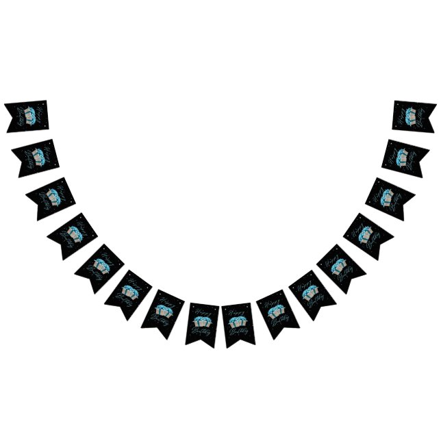 Happy Birthday Baby Blue Bunting Banner (All)