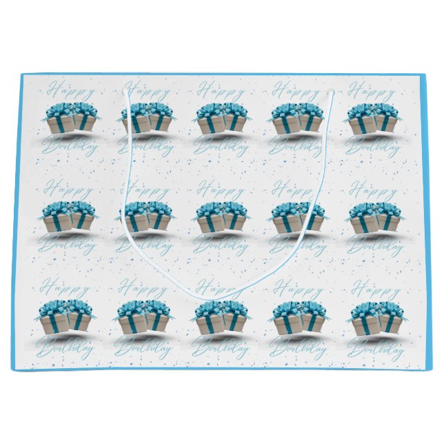 Happy Birthday Baby Blue Large Gift Bag (Front)