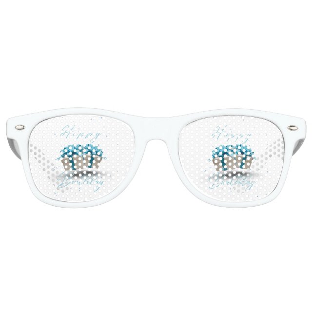 Happy Birthday Baby Blue Party Retro Sunglasses (Front)