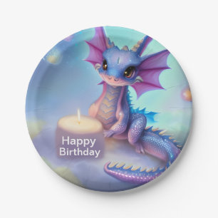Happy Birthday Baby Dragon Paper Plate