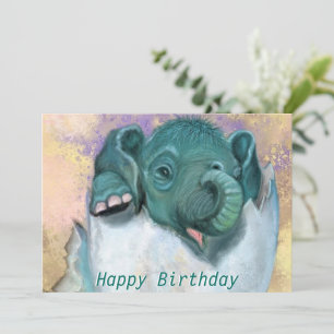 Happy Birthday - Baby Elephant Hatching From Egg -