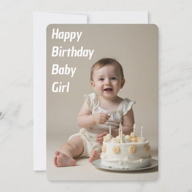 Happy Birthday Baby Girl - Downloadable Invitation (Front)