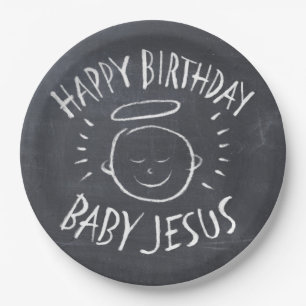 Happy Birthday Baby Jesus Christmas Christian Paper Plate