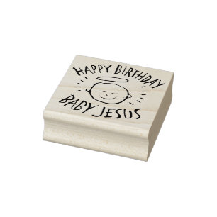 Happy Birthday Baby Jesus - Religious Christmas Rubber Stamp