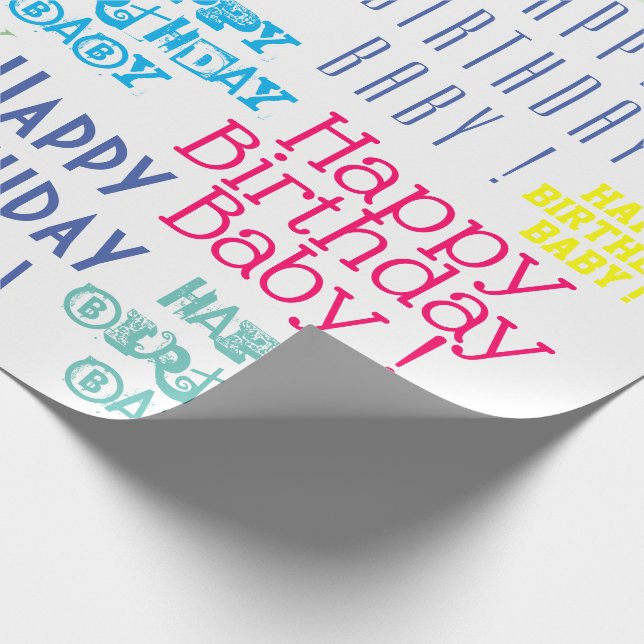 Happy Birthday Baby Personalised Name and colours Wrapping Paper (Corner)