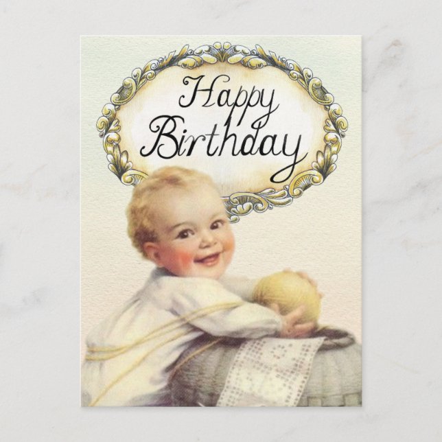 Happy birthday baby vintage art postcard (Front)