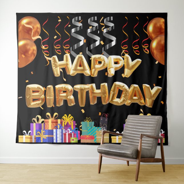 Happy Birthday Backdrop Tapestry (In Situ (Horizontal))
