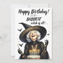 Happy Birthday BADDEST Witch! Flat Holiday Card