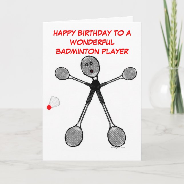 Happy Birthday Badminton Player Card (Front)