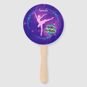 Happy Birthday Ballerina Galaxy Personalised Hand Fan