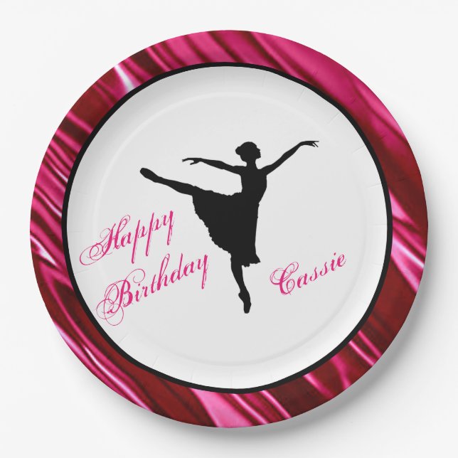 Happy Birthday Ballerina Personalised Paper Plate (Front)