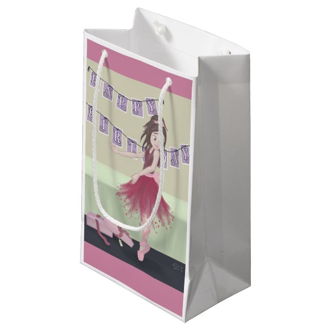 Happy Birthday Ballerina Small Gift Bag (Front Angled)
