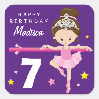 Happy Birthday Ballerina Square Sticker