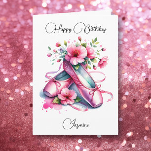 Happy Birthday Ballet and Colouring Page Girl's Card