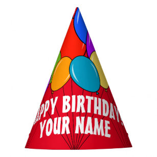 Happy Birthday ballonons party paper cone hats