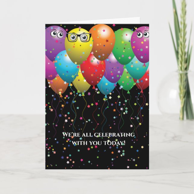 Happy Birthday Balloon bunch and stars Card (Front)