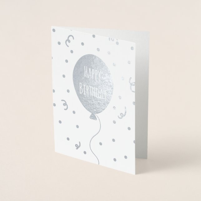 Happy Birthday Balloon & Confetti Foil Card (Front)