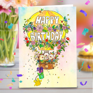 Happy Birthday Balloon greeting card by N. Janes