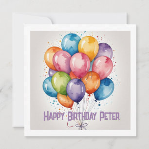 Happy Birthday Balloon Greeting Card – Custom text