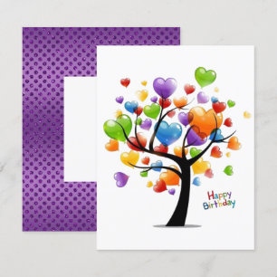 Happy Birthday Balloon Heart Tree Card