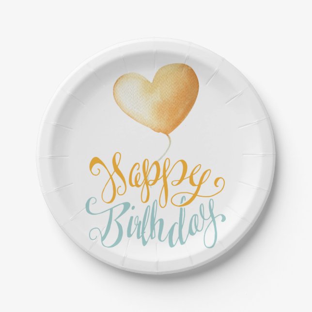 Happy Birthday Balloon Paper Plate (Front)