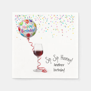 Happy Birthday Balloon With Red Wine Napkin