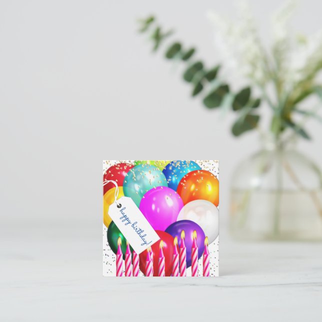 Happy Birthday Balloons and Candles high def. Note Card (Standing Front)