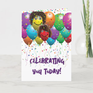 Happy Birthday Balloons And Confetti Card