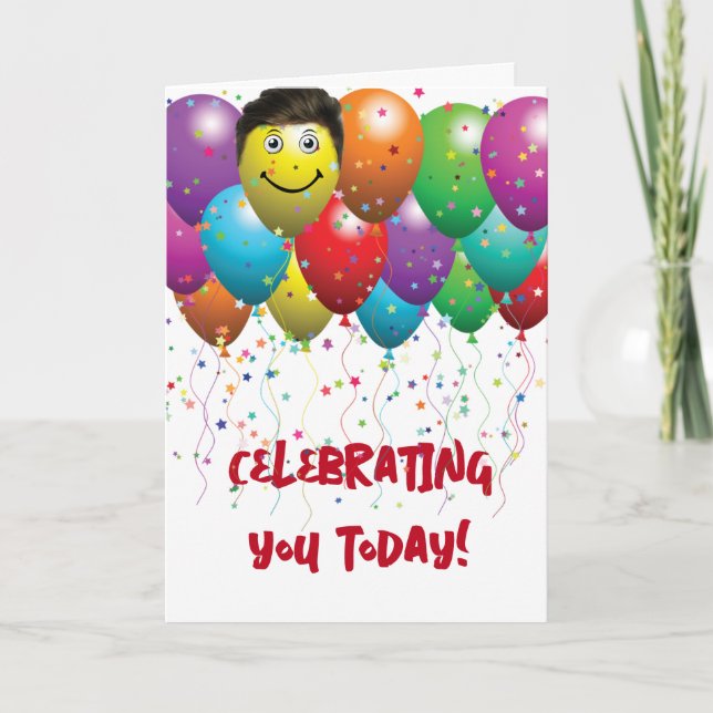 Happy Birthday Balloons And Confetti Card (Front)