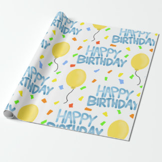 Happy Birthday Balloons and Confetti Wrapping Paper