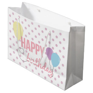 Happy Birthday Balloons and Dots Large Gift Bag