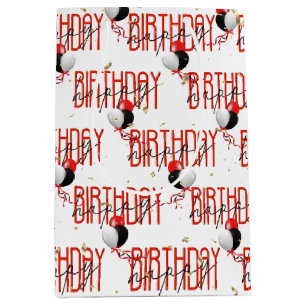 Happy Birthday Balloons and Gold Confetti Medium Gift Bag