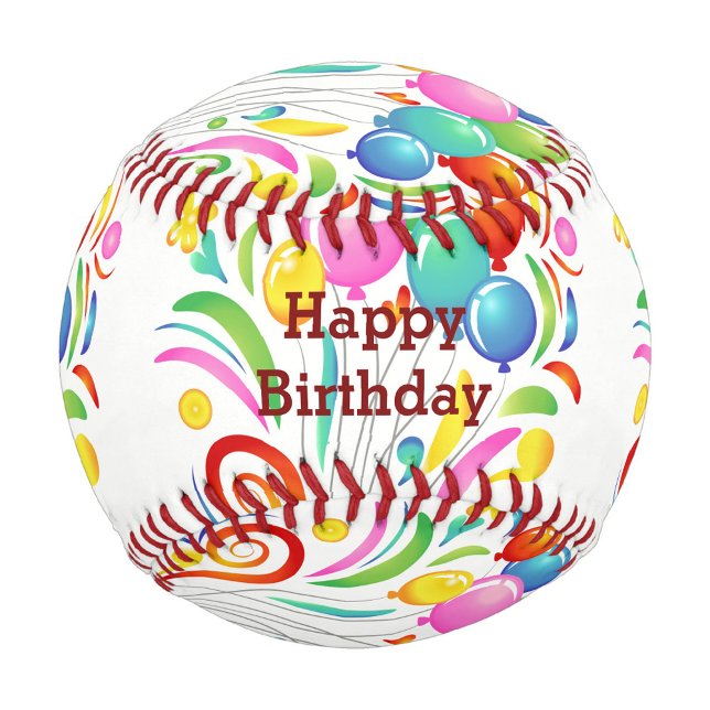 Happy Birthday Balloons Baseball (Colorful Balloons with a Happy Birthday Text!)