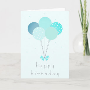 Happy Birthday Balloons Blue Card