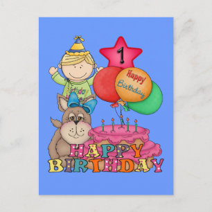 Happy Birthday Balloons Boy 1 Year Old Postcard