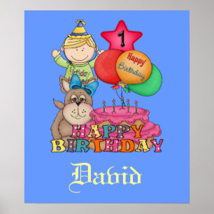 Happy Birthday Balloons Boy 1 Year Old Poster