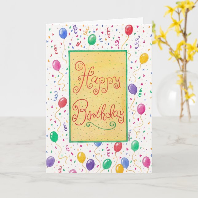 Happy Birthday Balloons card (Yellow Flower)