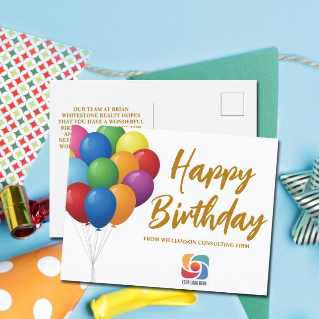 Happy Birthday Balloons Chic Custom Company Postcard