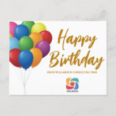 Happy Birthday Balloons Chic Custom Company Postcard (Front)