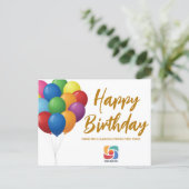Happy Birthday Balloons Chic Custom Company Postcard (Standing Front)