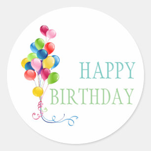 Happy Birthday Balloons  Classic Round Sticker