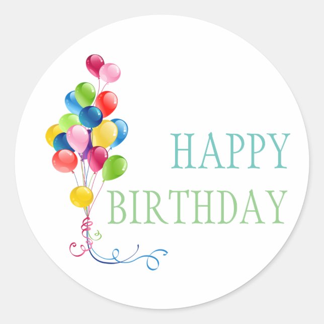 Happy Birthday Balloons  Classic Round Sticker (Front)