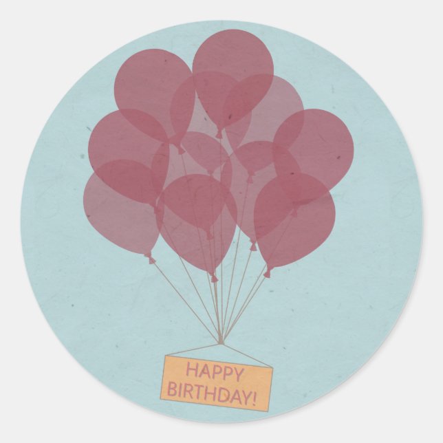 Happy birthday balloons classic round sticker (Front)