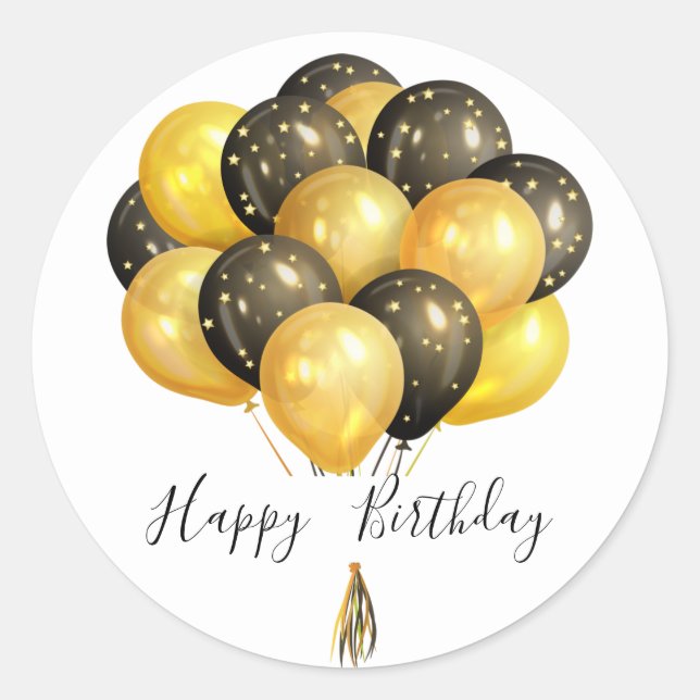 Happy Birthday Balloons Classic Round Sticker (Front)